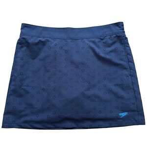 Speedo Navy Blue Laser Cut Swim Skort Women’s M Built-In Shorts Active Swimwear